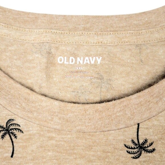 Men's XXL Old Navy Soft-Washed T-Shirt -Trendy Brown Hawaiian Palm Tree Design - Picture 8 of 12